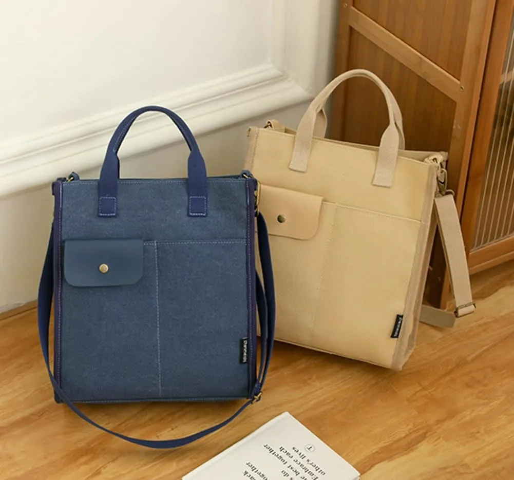 Women's Canvas Crossbody Shoulder Bag Fashion Large Totes Handbag Purse Casual Messenger Bag Multi-Pocket