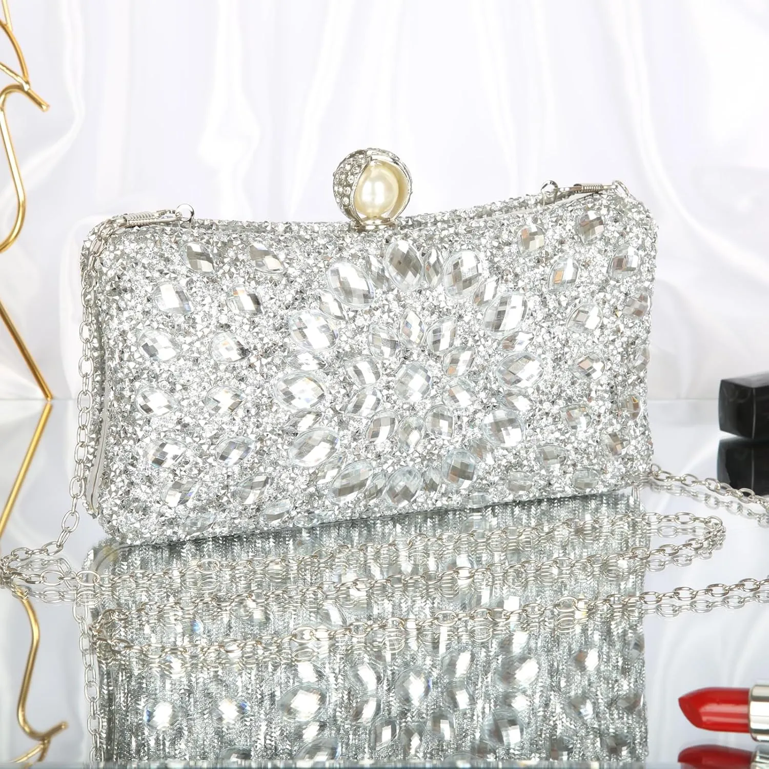 Women's Evening Bags Sparkly Rhinestone Clutch Purses Luxury Handbags