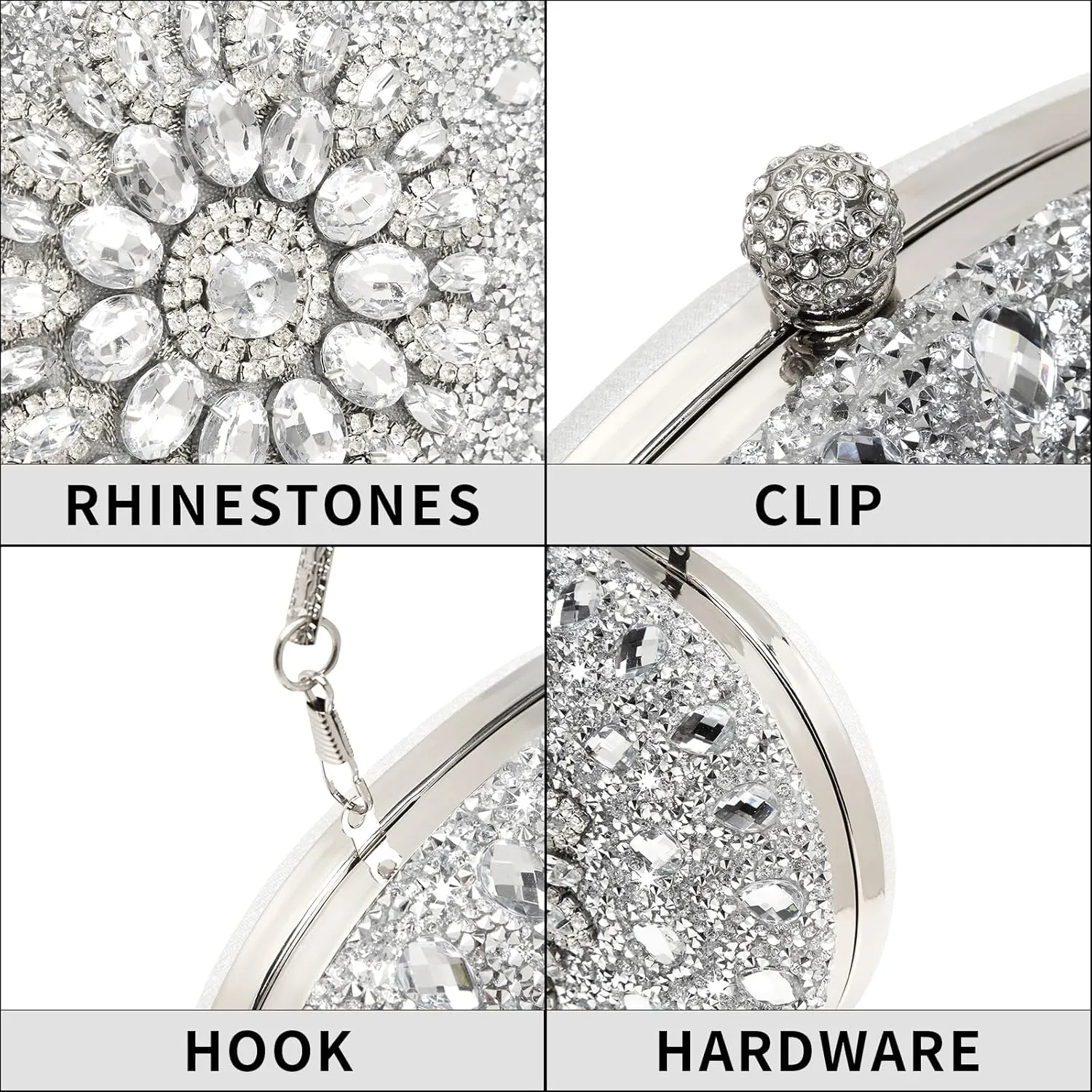 Women's Evening Bags Sparkly Rhinestone Clutch Purses Luxury Handbags