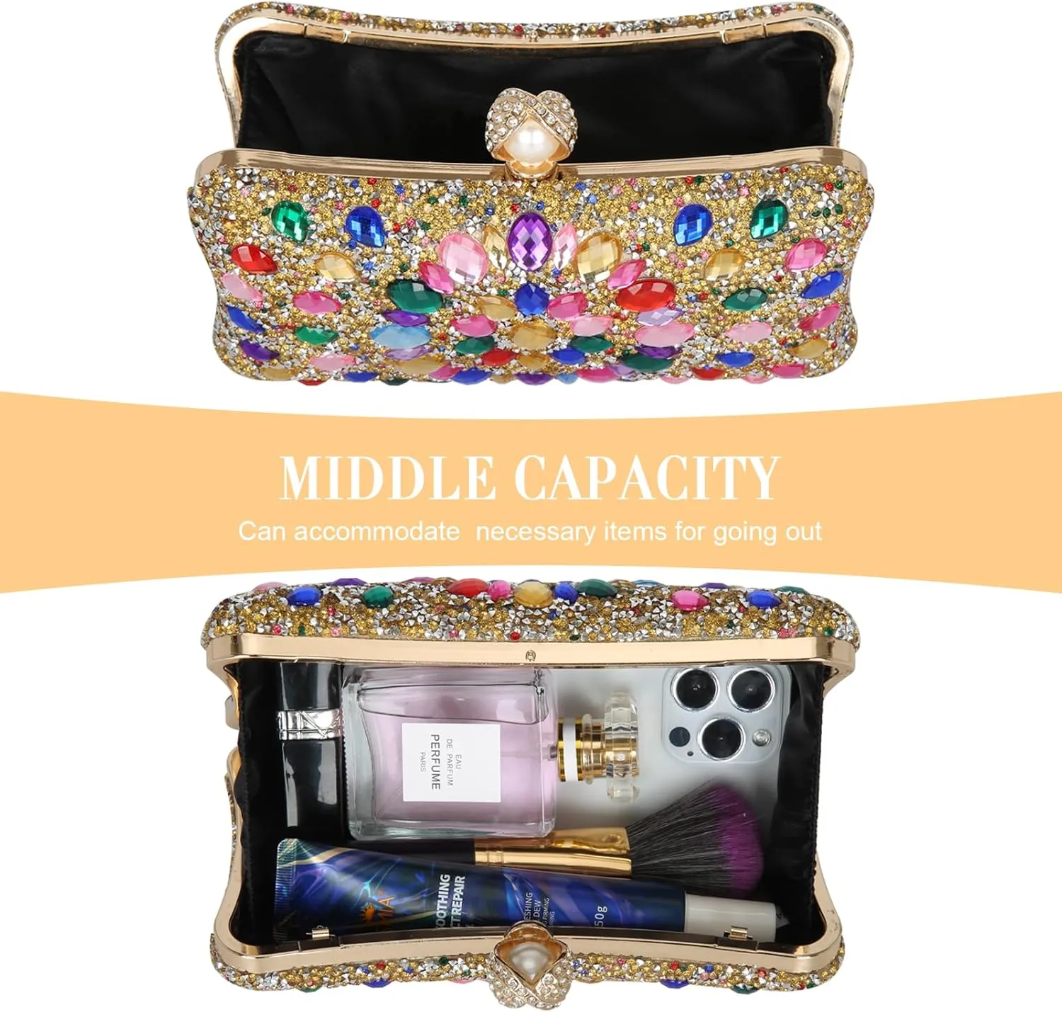 Women's Evening Bags Sparkly Rhinestone Clutch Purses Luxury Handbags