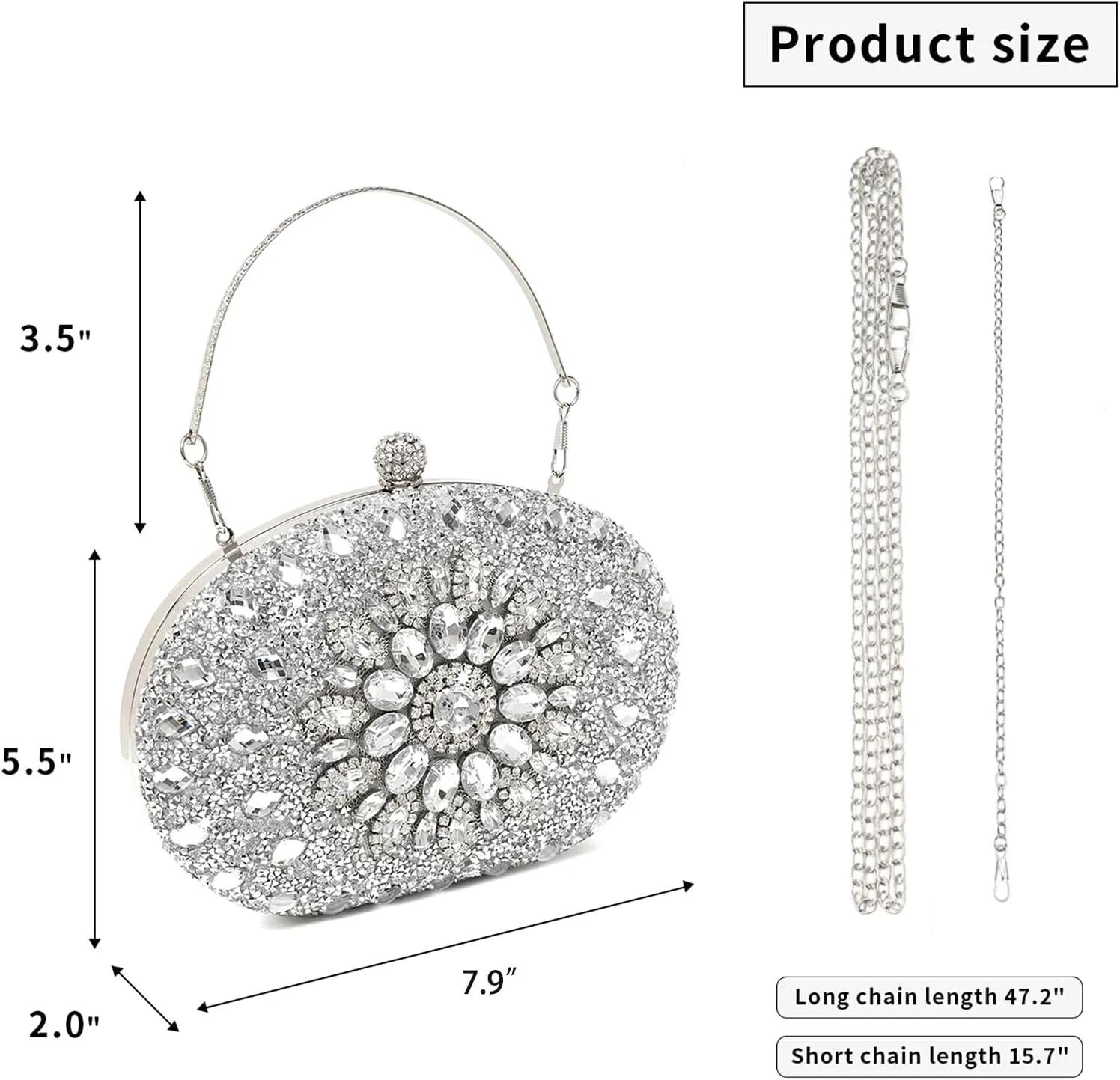 Women's Evening Bags Sparkly Rhinestone Clutch Purses Luxury Handbags