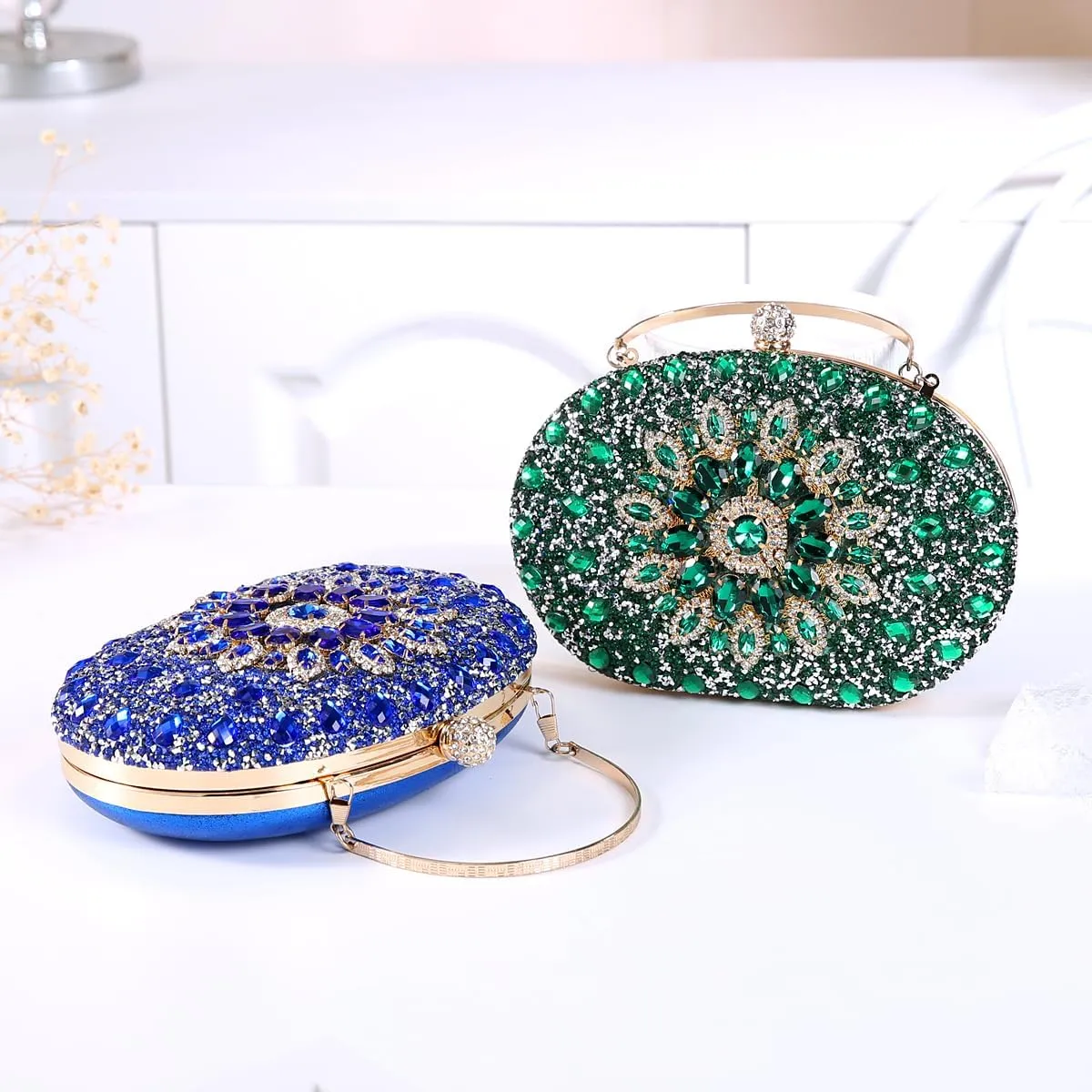 Women's Evening Bags Sparkly Rhinestone Clutch Purses Luxury Handbags