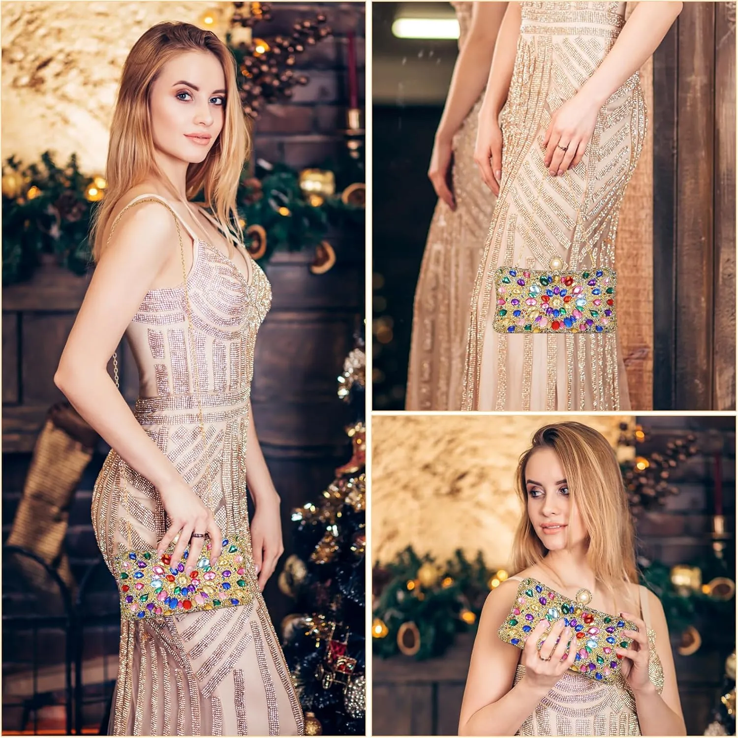 Women's Evening Bags Sparkly Rhinestone Clutch Purses Luxury Handbags