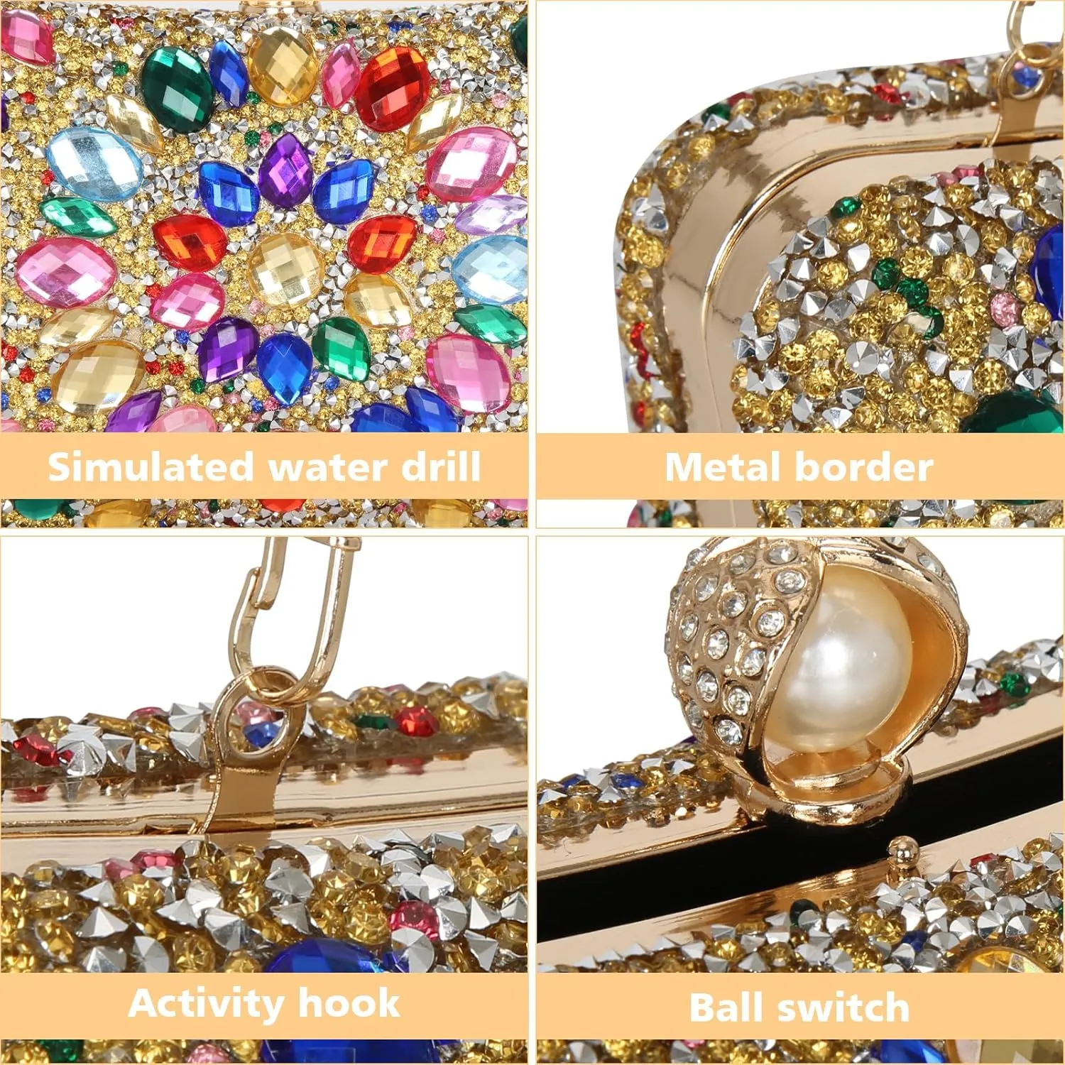 Women's Evening Bags Sparkly Rhinestone Clutch Purses Luxury Handbags
