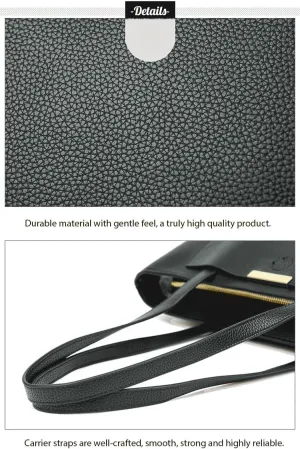 Women's Faux Leather Purses and Handbags for Women, Travel Tote Bag, Large Shoulder Bag with Zipper in 4 Colors