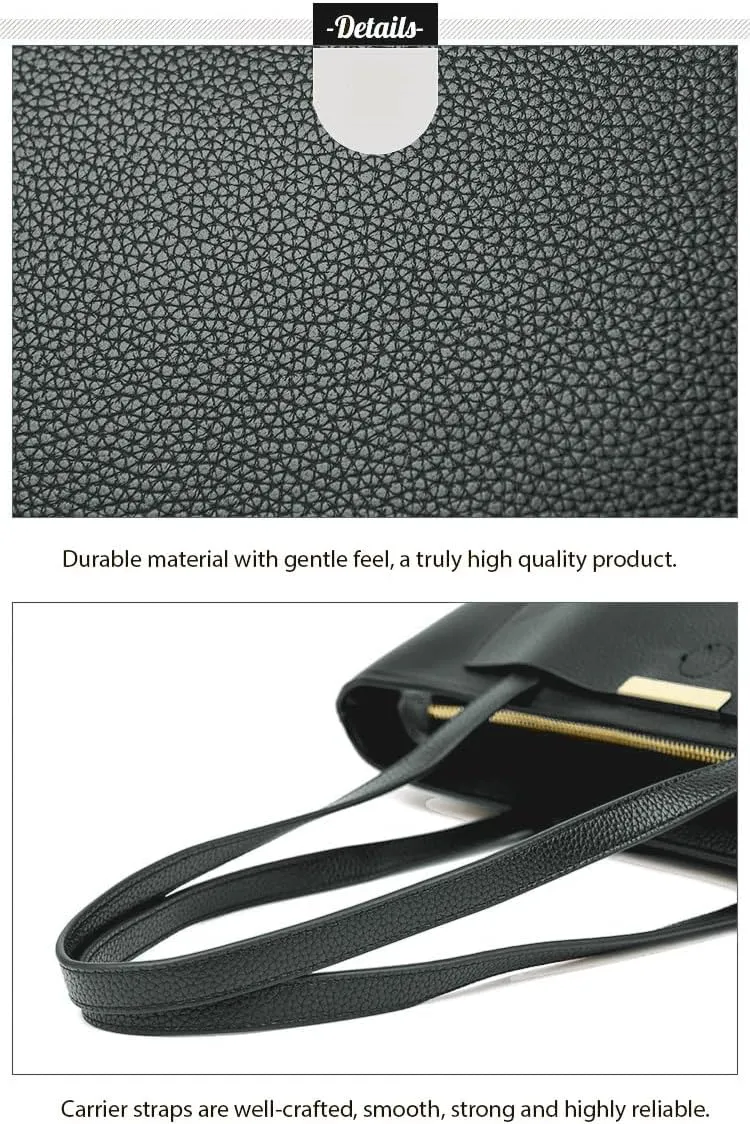 Women's Faux Leather Purses and Handbags for Women, Travel Tote Bag, Large Shoulder Bag with Zipper in 4 Colors