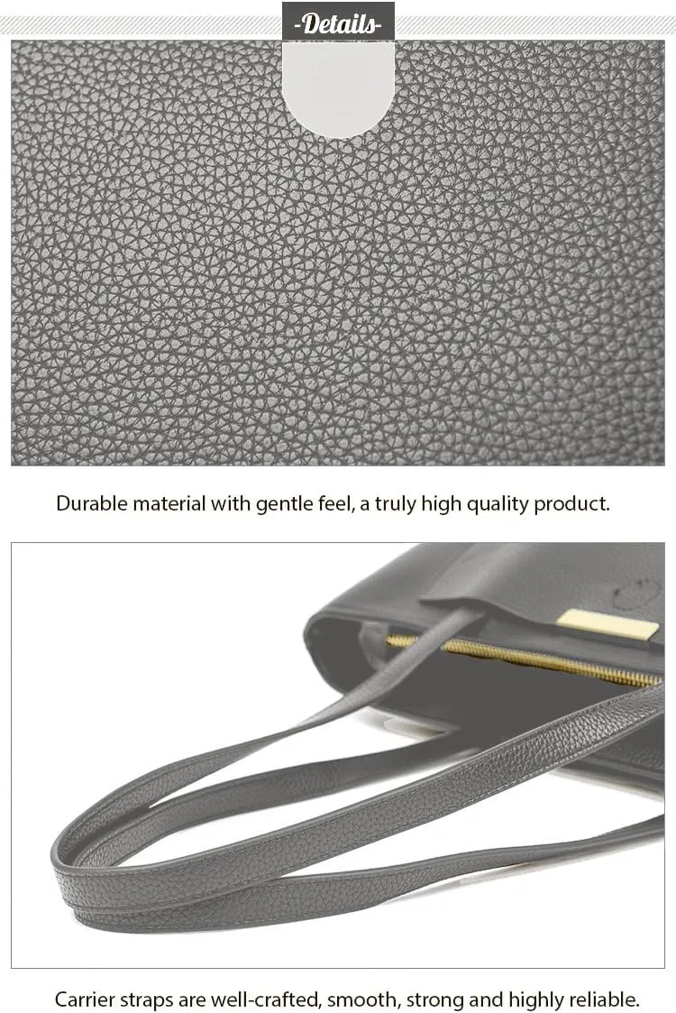 Women's Faux Leather Purses and Handbags for Women, Travel Tote Bag, Large Shoulder Bag with Zipper in 4 Colors