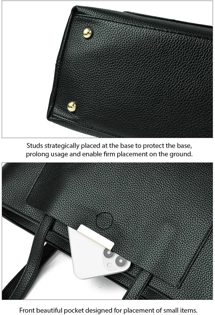 Women's Faux Leather Purses and Handbags for Women, Travel Tote Bag, Large Shoulder Bag with Zipper in 4 Colors