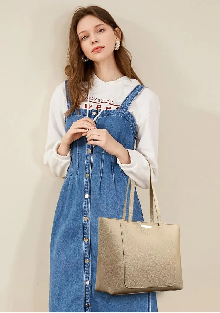 Women's Faux Leather Purses and Handbags for Women, Travel Tote Bag, Large Shoulder Bag with Zipper in 4 Colors