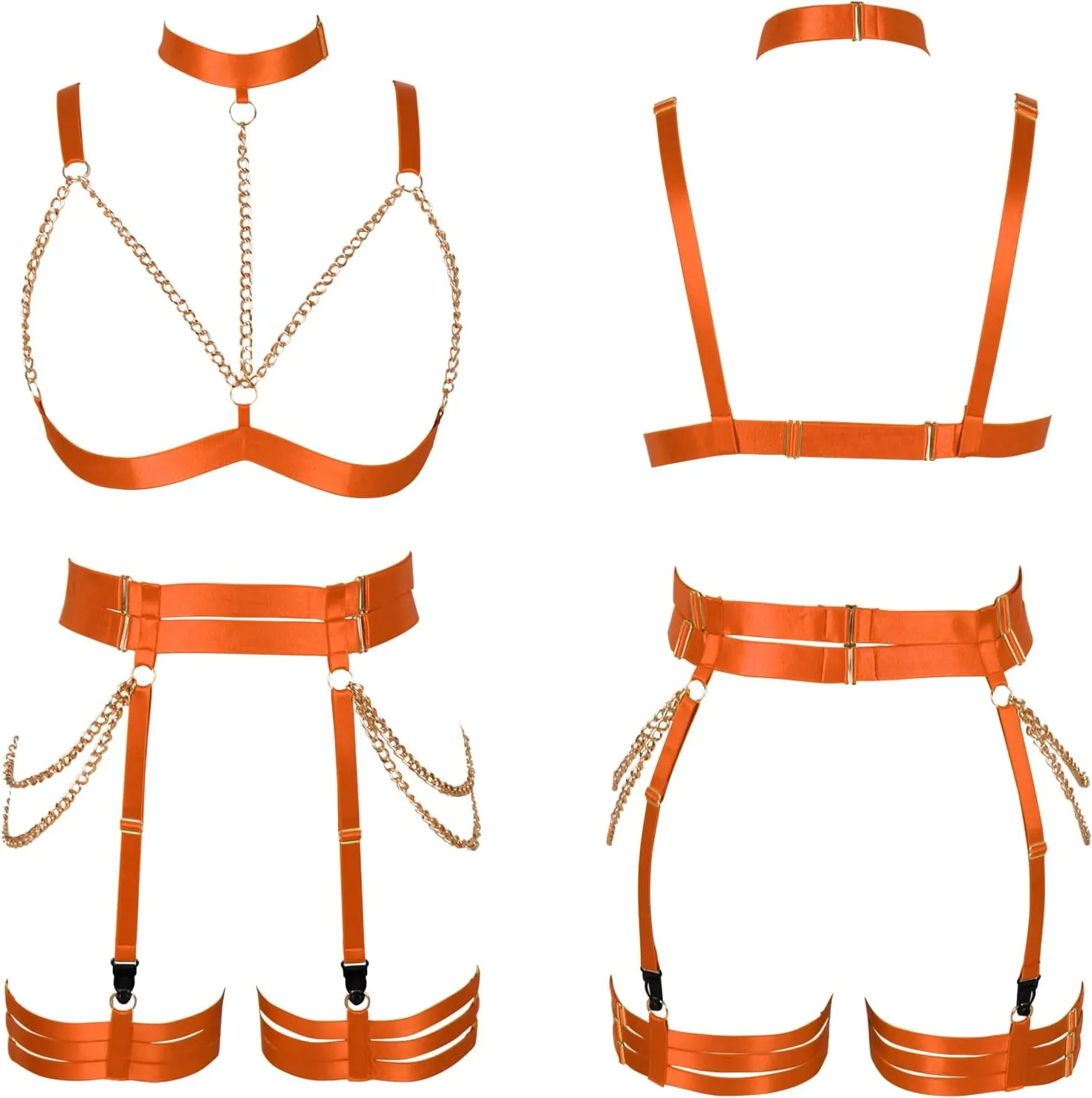 Women's Lingerie Full Cage Body Chain Harness Gothic Belt Waist Garter Belts