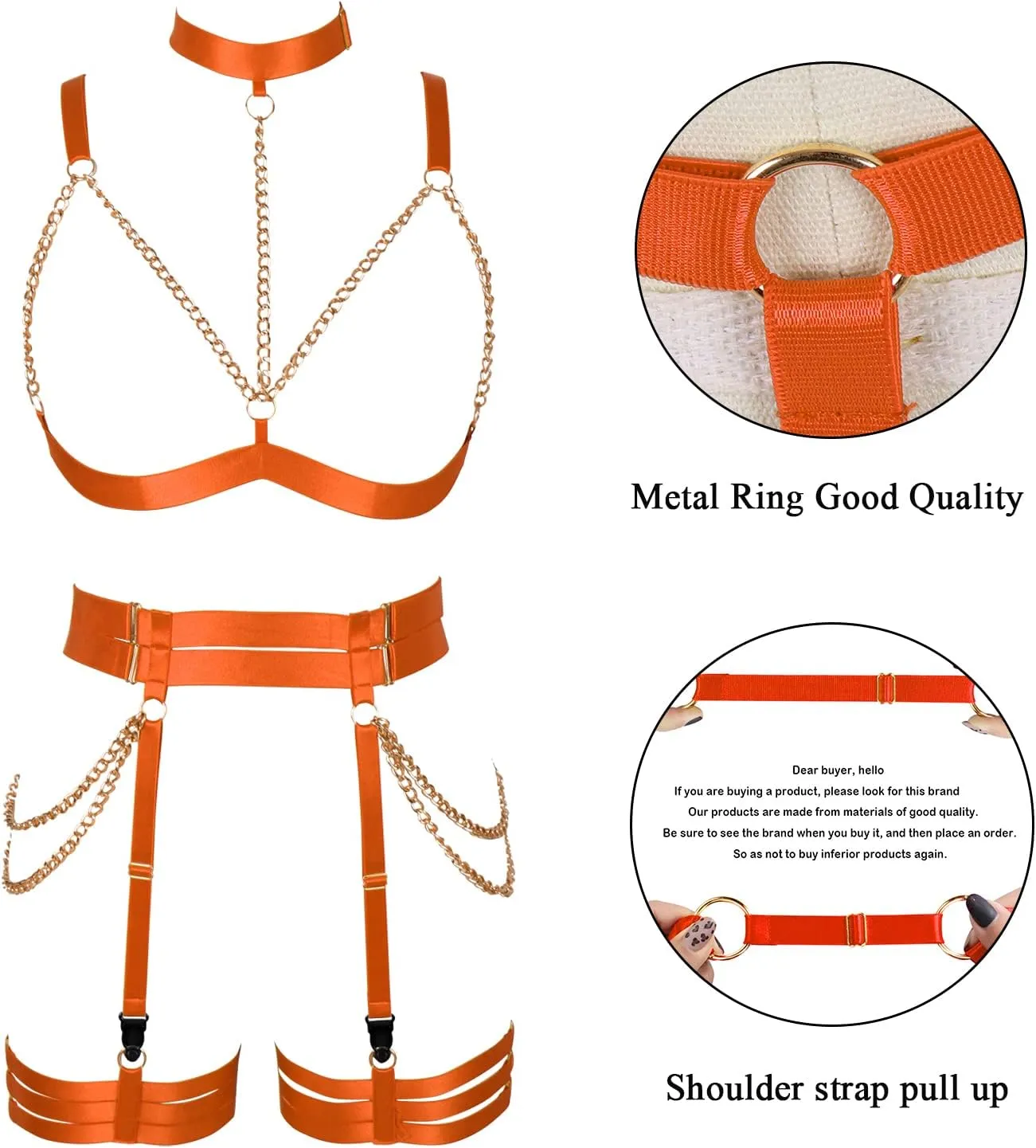 Women's Lingerie Full Cage Body Chain Harness Gothic Belt Waist Garter Belts