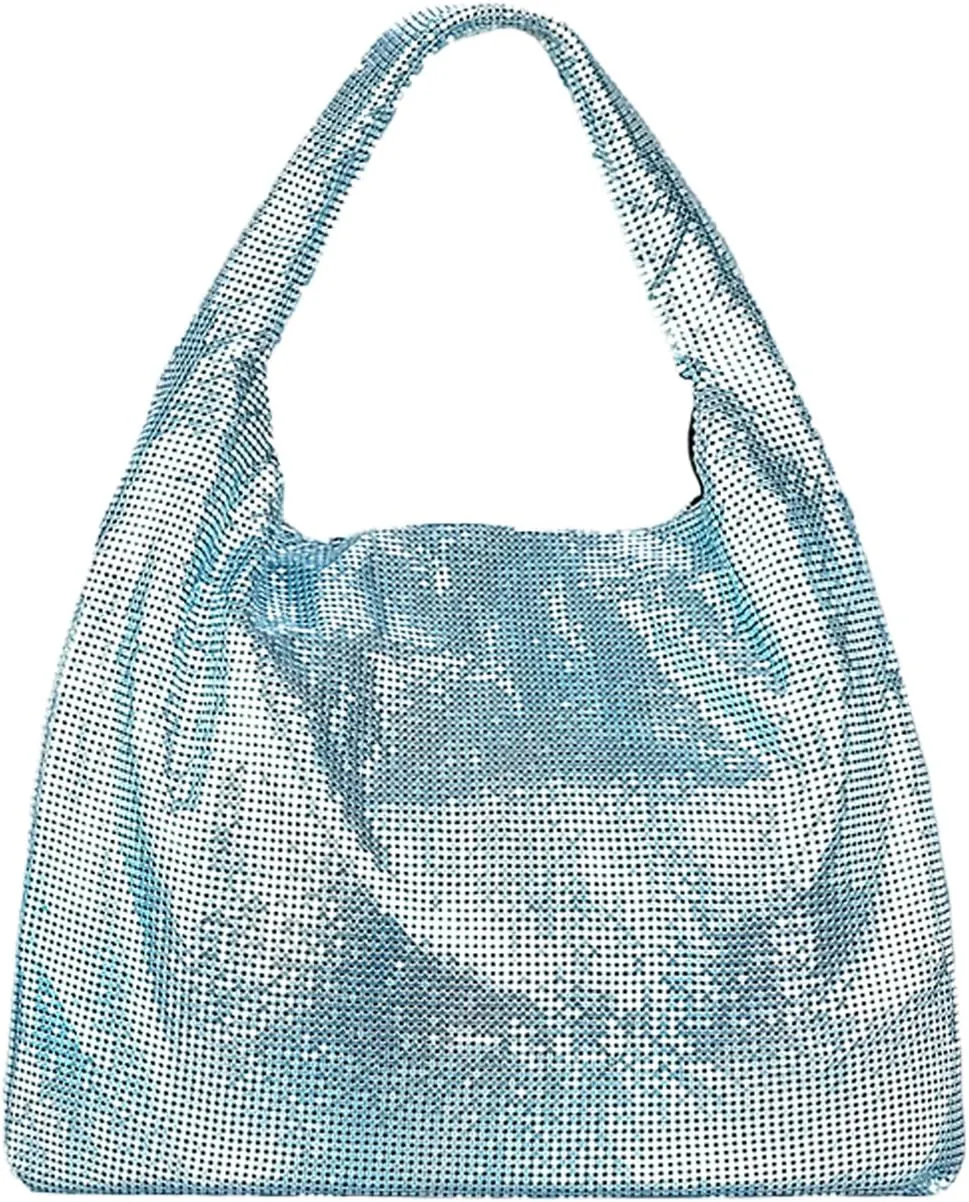 Women's Rhinestone Shoulder Bags Handbags,Fashion Sparkly Metal Mini Hobo Bag Vacation Party Club Wedding Handbag