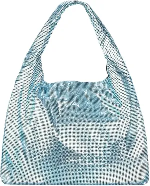 Women's Rhinestone Shoulder Bags Handbags,Fashion Sparkly Metal Mini Hobo Bag Vacation Party Club Wedding Handbag