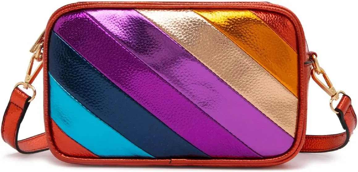 Womens Side Purse Unique Cross Body Bag Designer Metallic Leather Bag Small Crossbody Purse For Women Shopper Bag