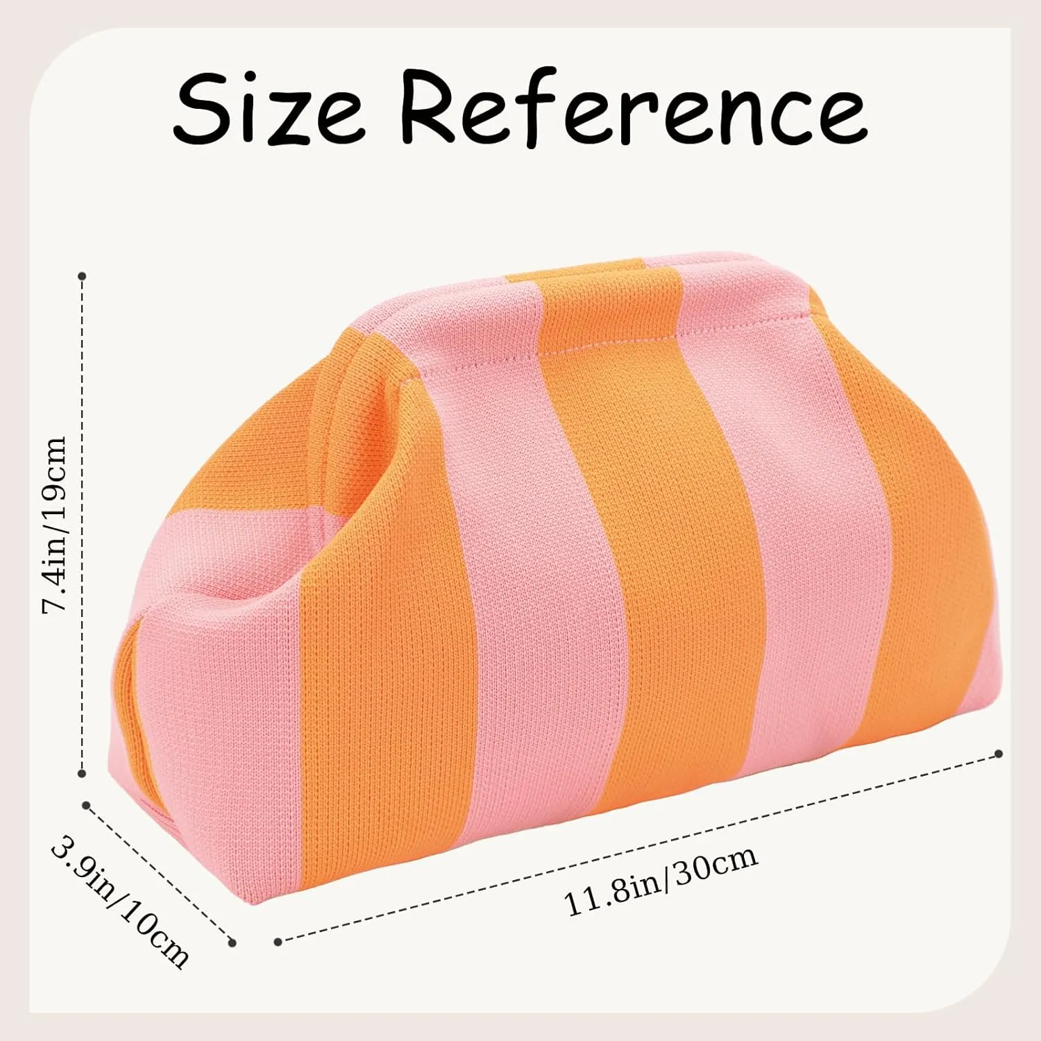 WOZEAH Summer Clutch Purses for Women Casual Crochet Dumpling Bag Colorblock Striped Cloud Clutch Handbags