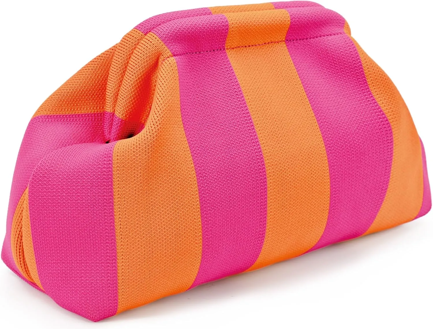 WOZEAH Summer Clutch Purses for Women Casual Crochet Dumpling Bag Colorblock Striped Cloud Clutch Handbags
