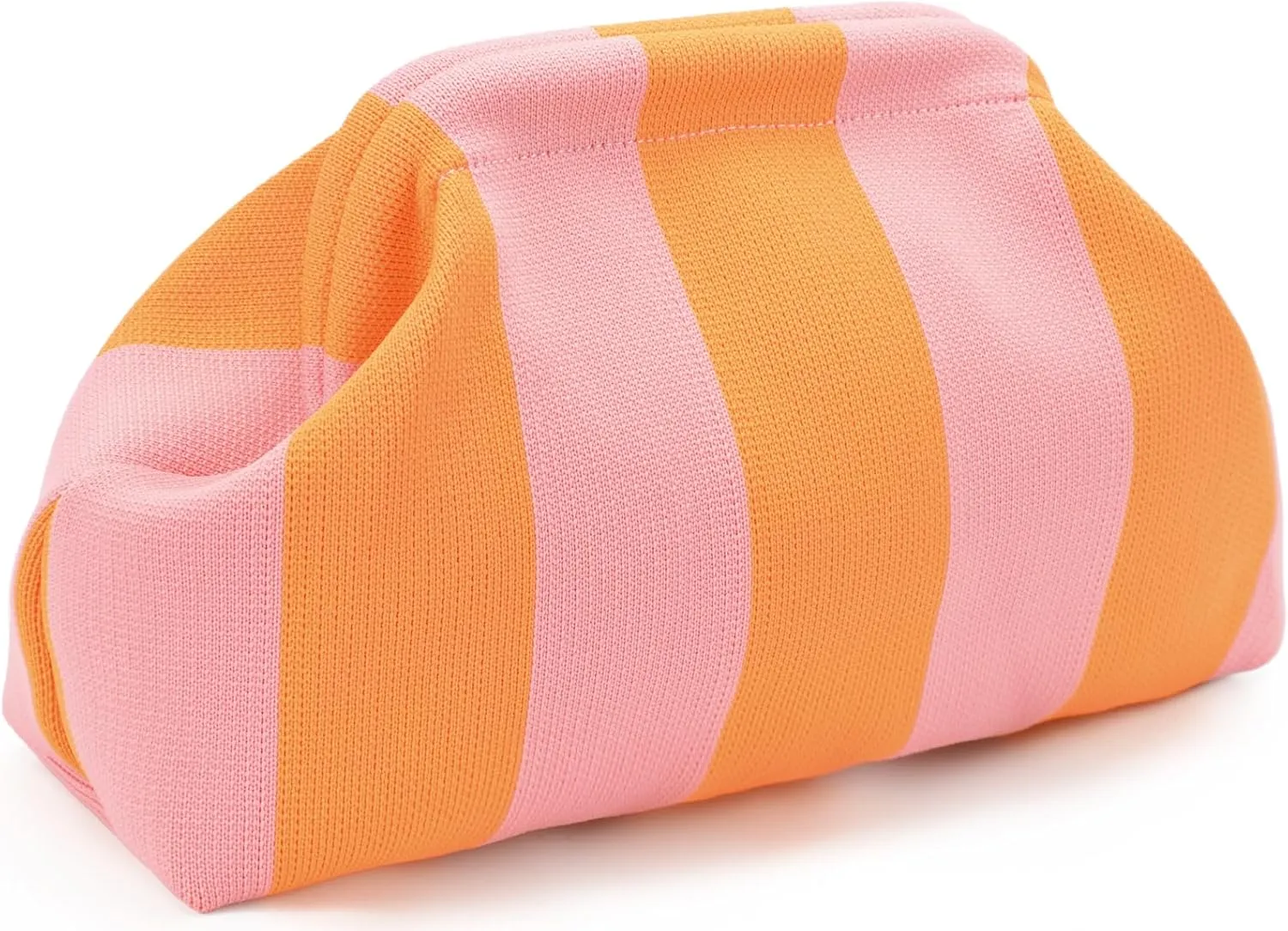 WOZEAH Summer Clutch Purses for Women Casual Crochet Dumpling Bag Colorblock Striped Cloud Clutch Handbags