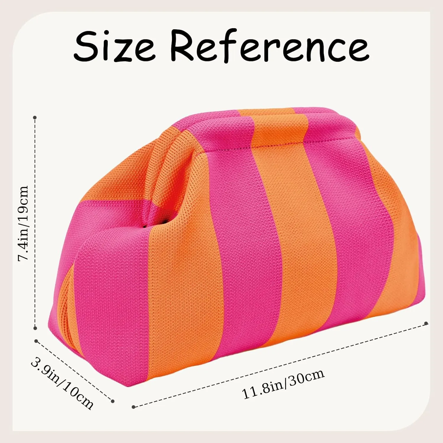 WOZEAH Summer Clutch Purses for Women Casual Crochet Dumpling Bag Colorblock Striped Cloud Clutch Handbags