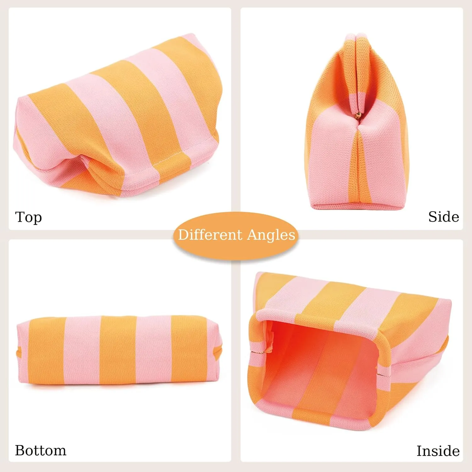 WOZEAH Summer Clutch Purses for Women Casual Crochet Dumpling Bag Colorblock Striped Cloud Clutch Handbags
