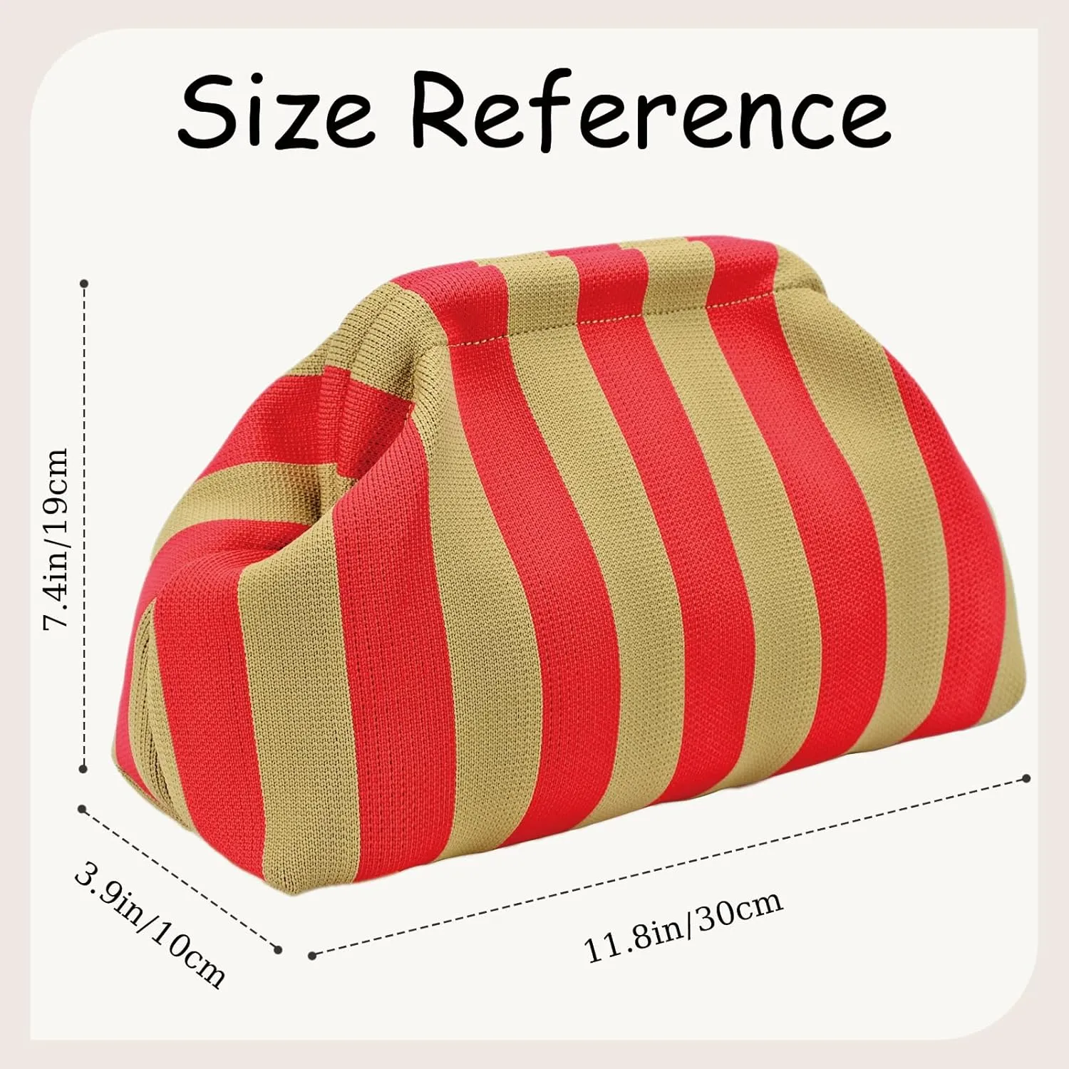 WOZEAH Summer Clutch Purses for Women Casual Crochet Dumpling Bag Colorblock Striped Cloud Clutch Handbags