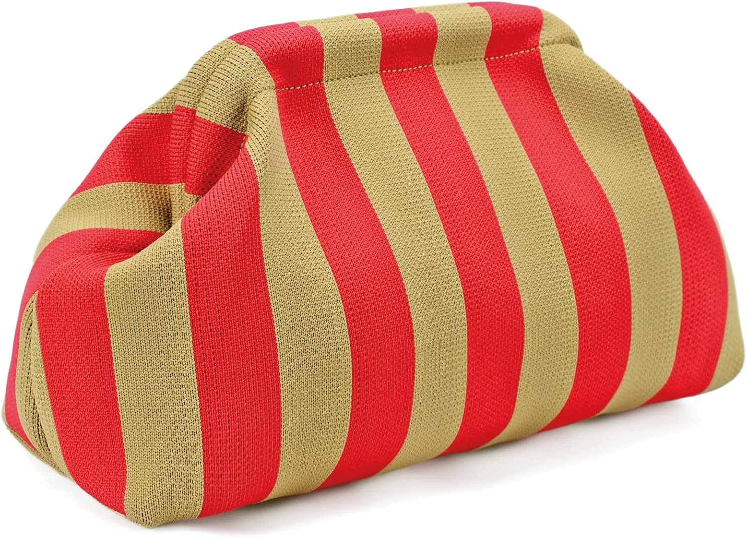 WOZEAH Summer Clutch Purses for Women Casual Crochet Dumpling Bag Colorblock Striped Cloud Clutch Handbags