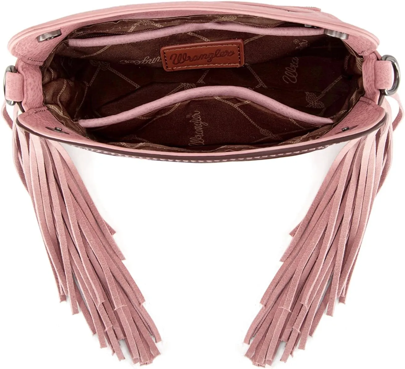 Wrangler Top Handle Handbags Western Fringe Crossbody Bag for Women Embroidered Boot Scroll Ladies Handbag