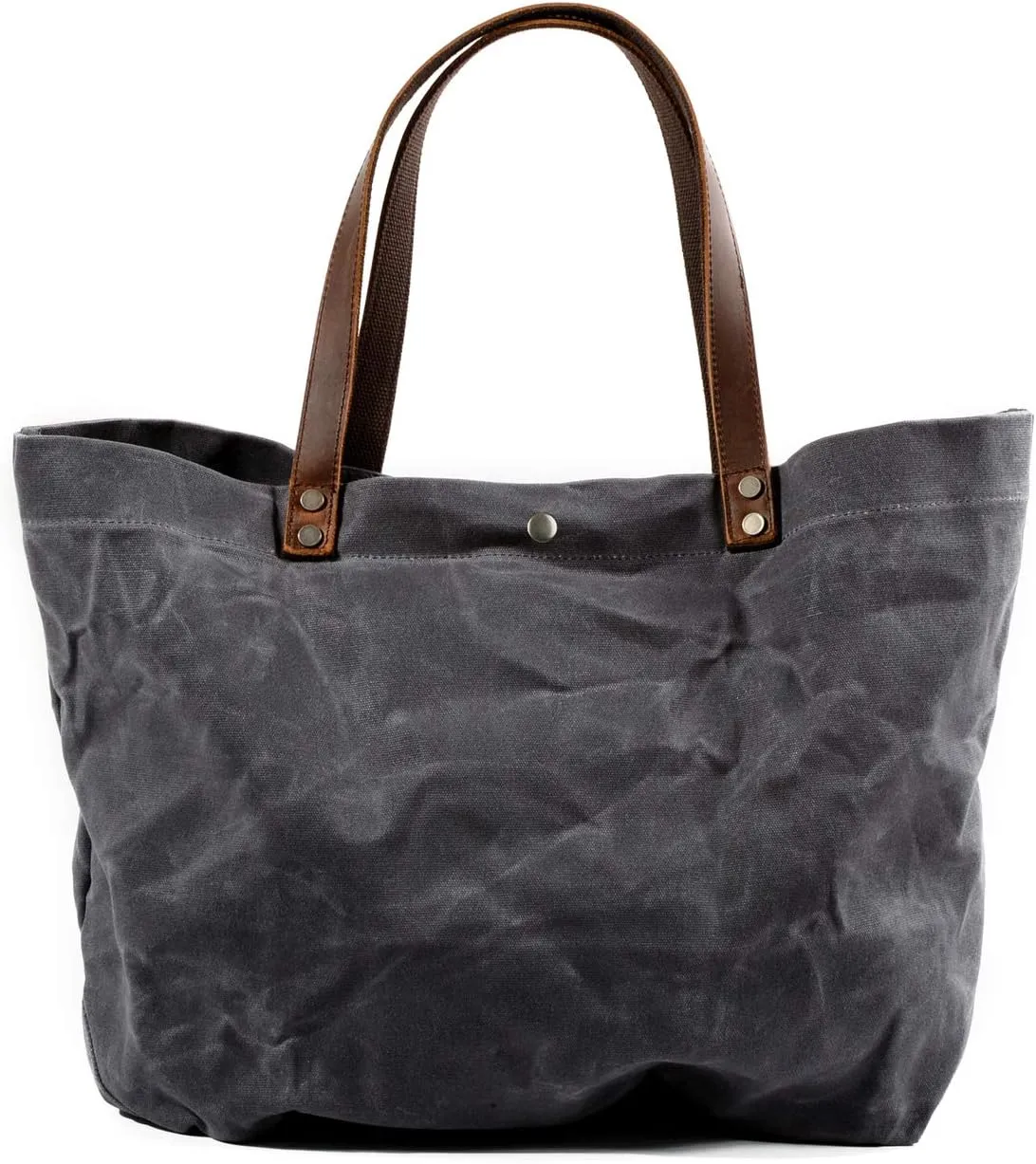 WUDON Waxed Canvas Travel Tote Bag - Extra Large Carryall Shoulder Bag for Women