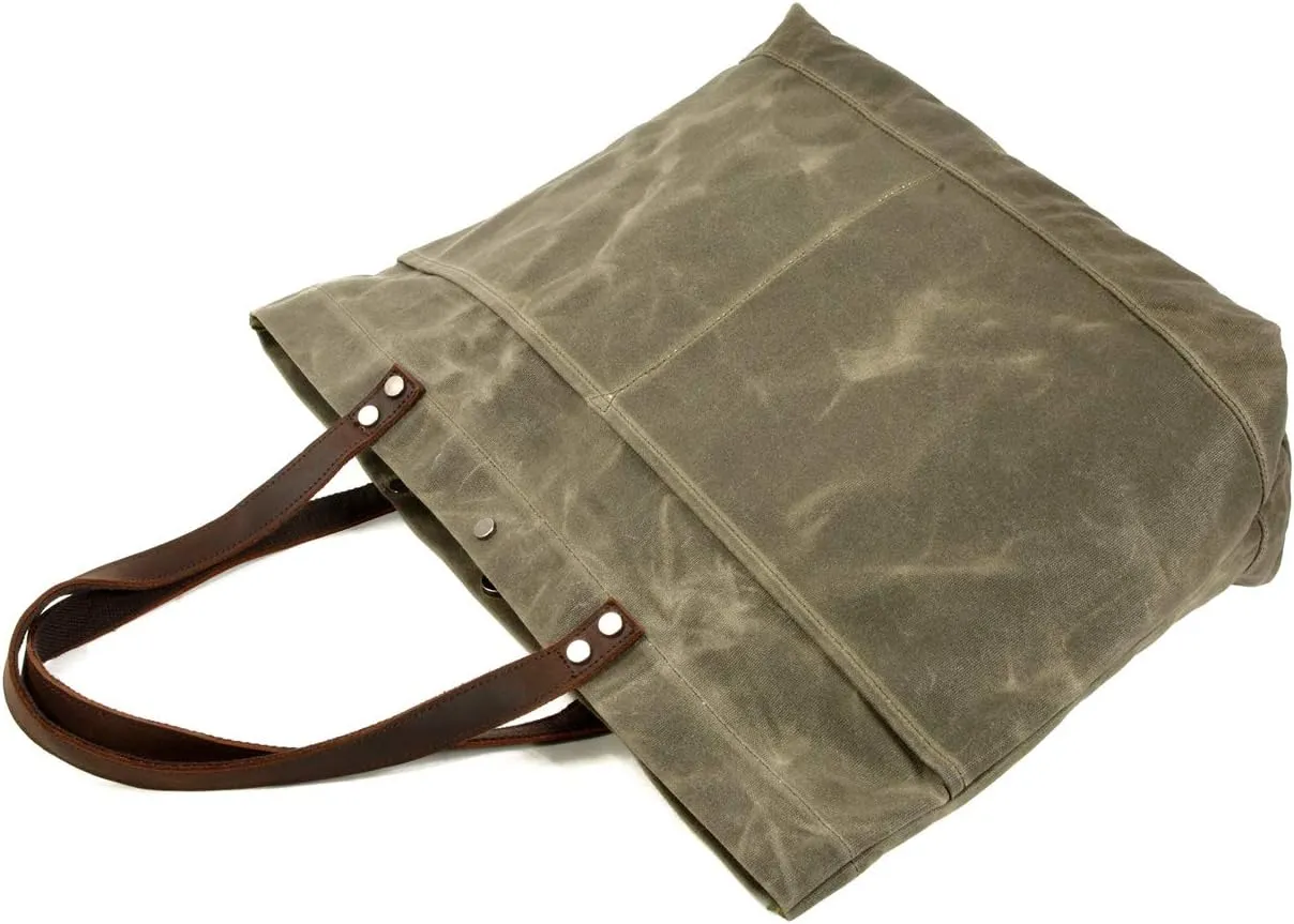WUDON Waxed Canvas Travel Tote Bag - Extra Large Carryall Shoulder Bag for Women