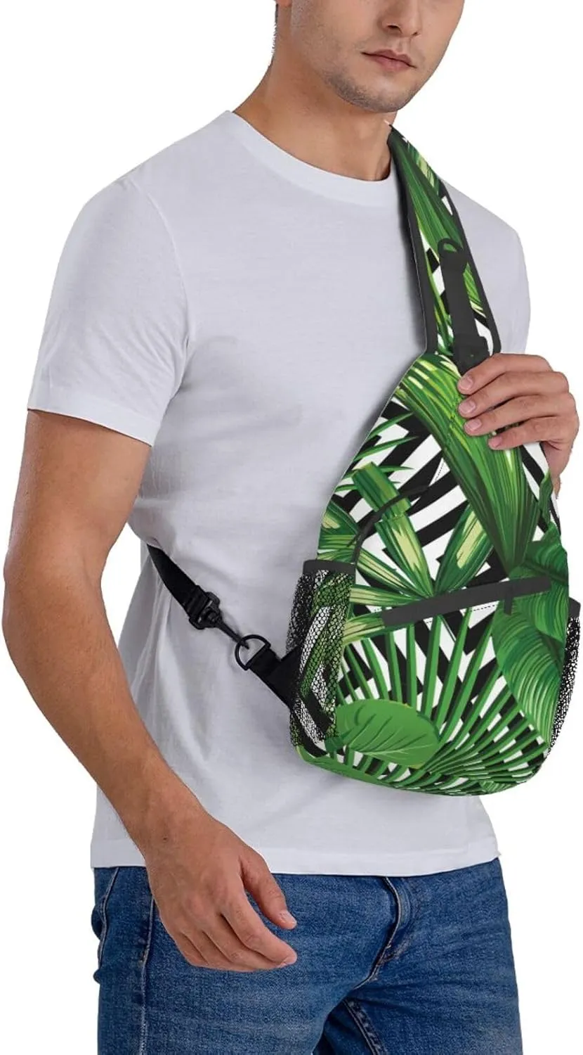 WURTON Black Marble Texture Gold Print Crossbody Sling Backpack Sling Bag Travel Hiking Chest Bag Daypack
