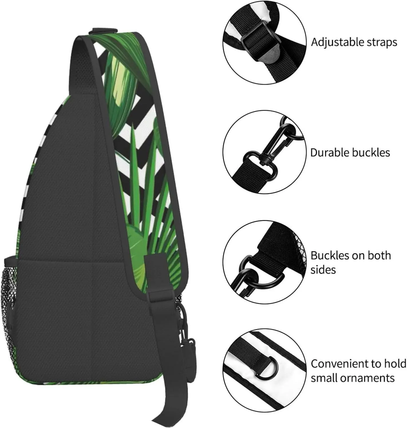 WURTON Black Marble Texture Gold Print Crossbody Sling Backpack Sling Bag Travel Hiking Chest Bag Daypack
