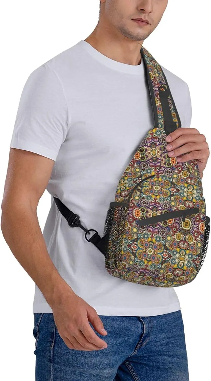 WURTON Sling Bag Dusky Rose Print Sling Backpack Crossbody Chest Bag Daypack For Hiking Travel
