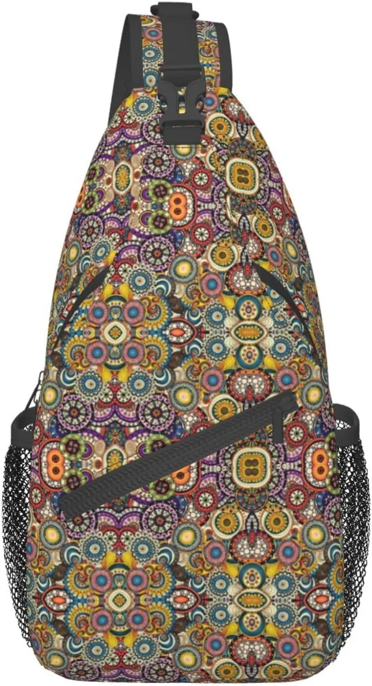 WURTON Sling Bag Dusky Rose Print Sling Backpack Crossbody Chest Bag Daypack For Hiking Travel