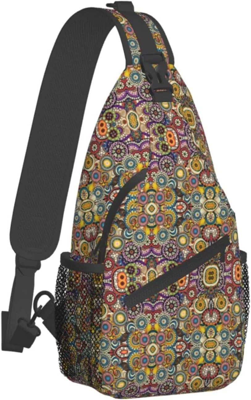 WURTON Sling Bag Dusky Rose Print Sling Backpack Crossbody Chest Bag Daypack For Hiking Travel