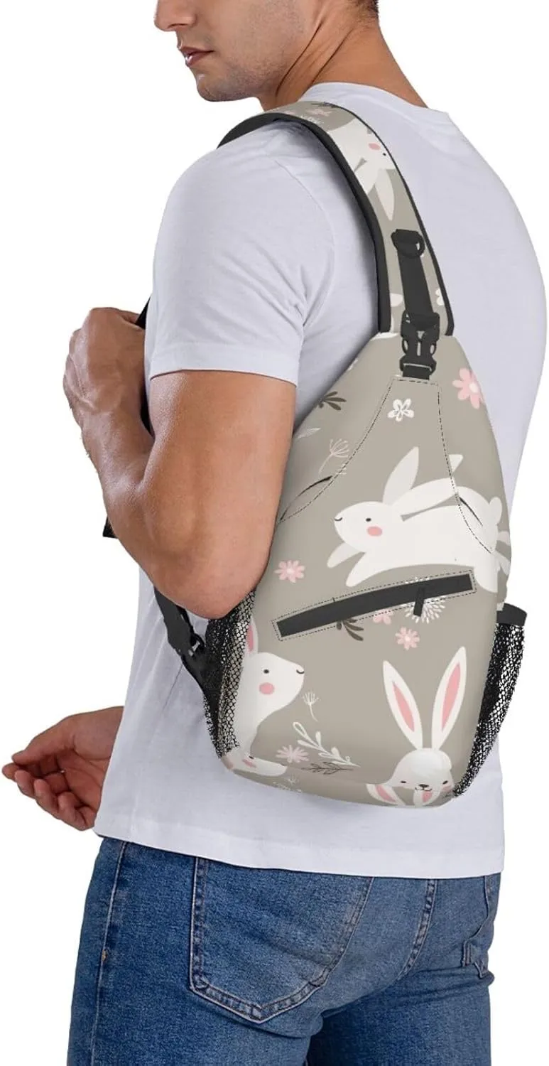 WURTON Sling Bag Dusky Rose Print Sling Backpack Crossbody Chest Bag Daypack For Hiking Travel