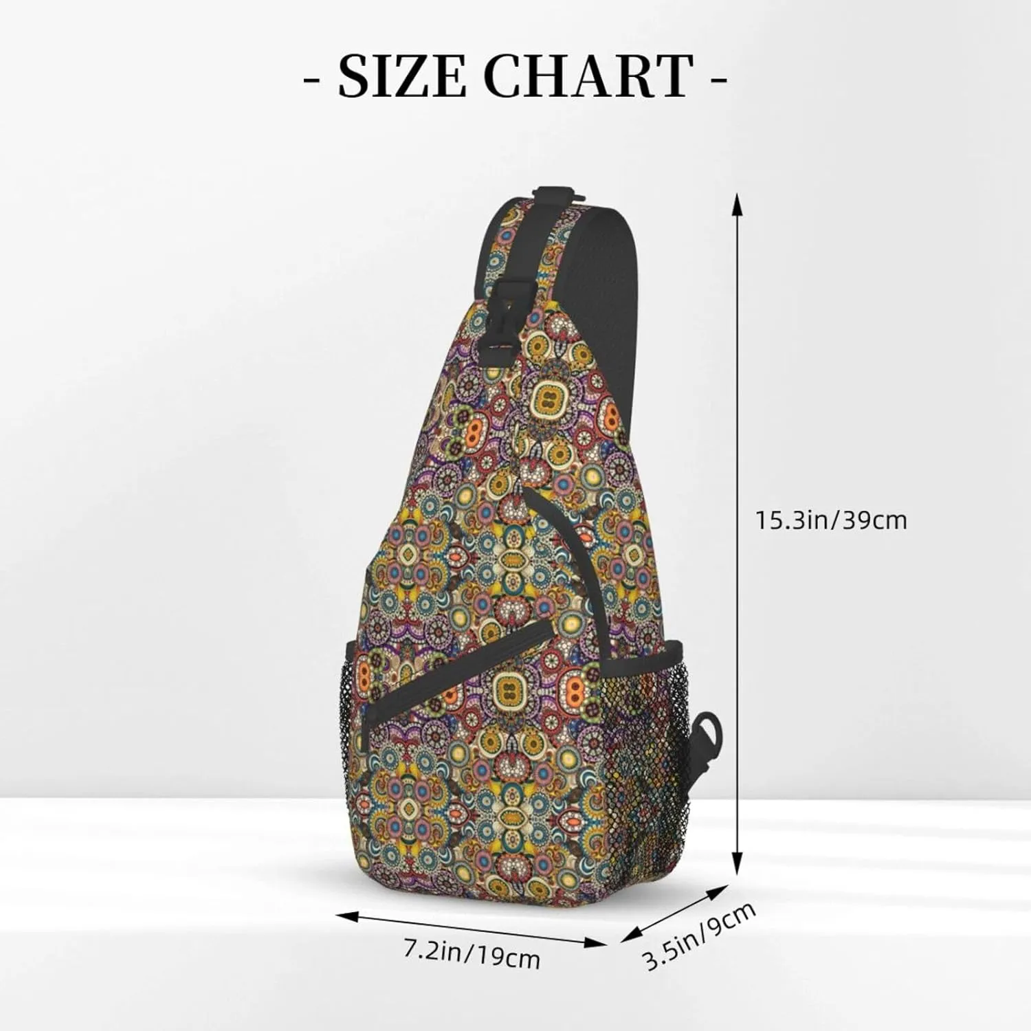 WURTON Sling Bag Dusky Rose Print Sling Backpack Crossbody Chest Bag Daypack For Hiking Travel