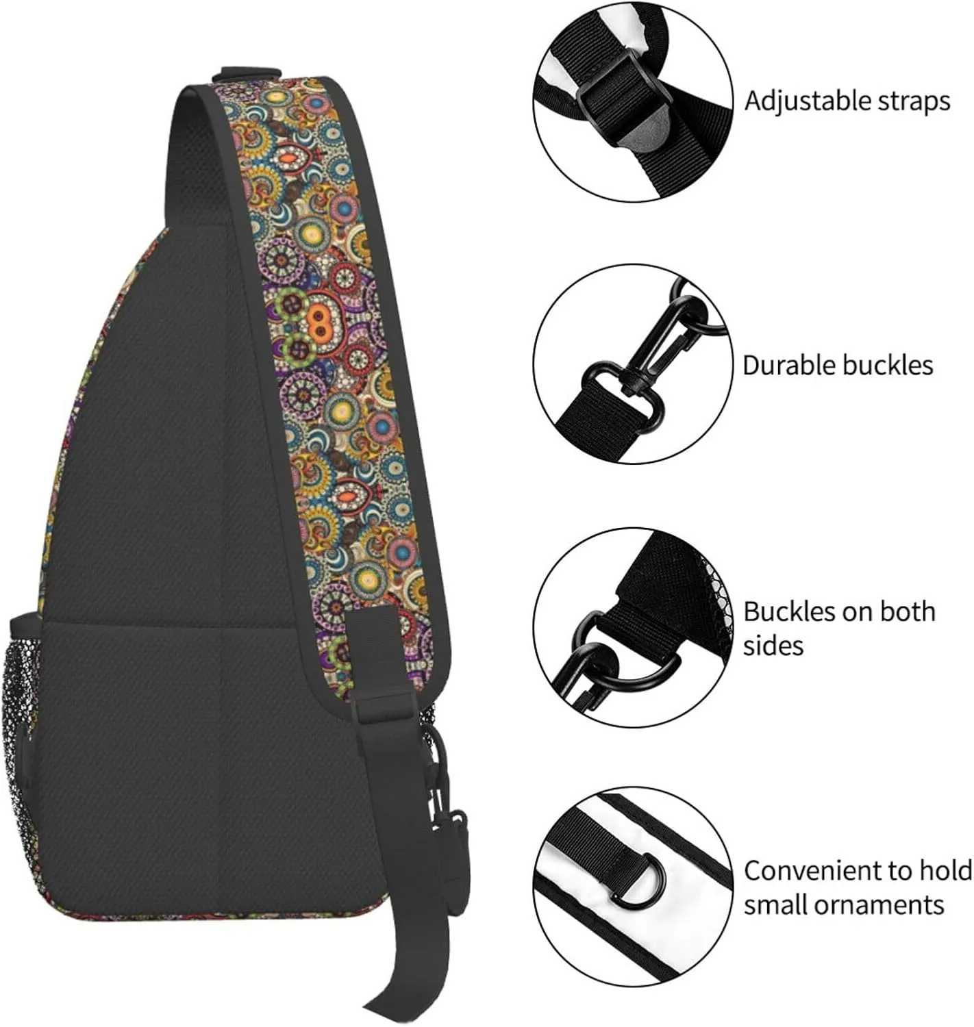 WURTON Sling Bag Dusky Rose Print Sling Backpack Crossbody Chest Bag Daypack For Hiking Travel