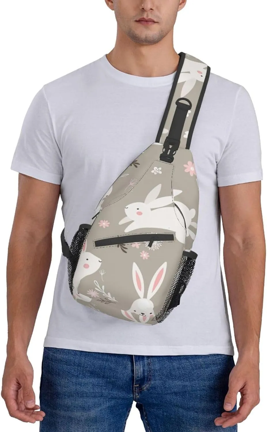 WURTON Sling Bag Dusky Rose Print Sling Backpack Crossbody Chest Bag Daypack For Hiking Travel