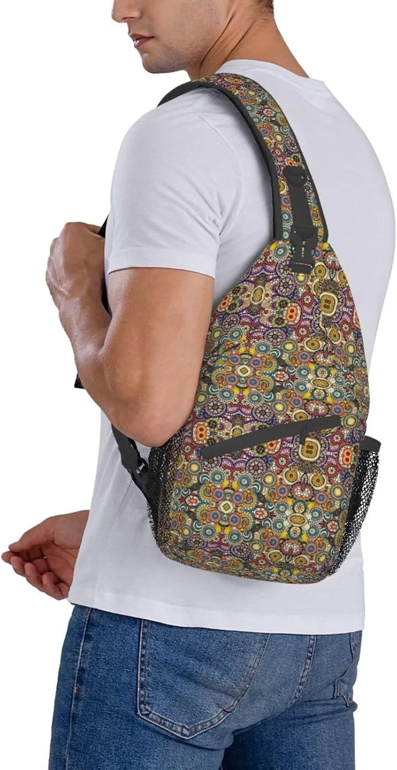 WURTON Sling Bag Dusky Rose Print Sling Backpack Crossbody Chest Bag Daypack For Hiking Travel