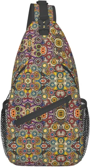 WURTON Sling Bag Dusky Rose Print Sling Backpack Crossbody Chest Bag Daypack For Hiking Travel