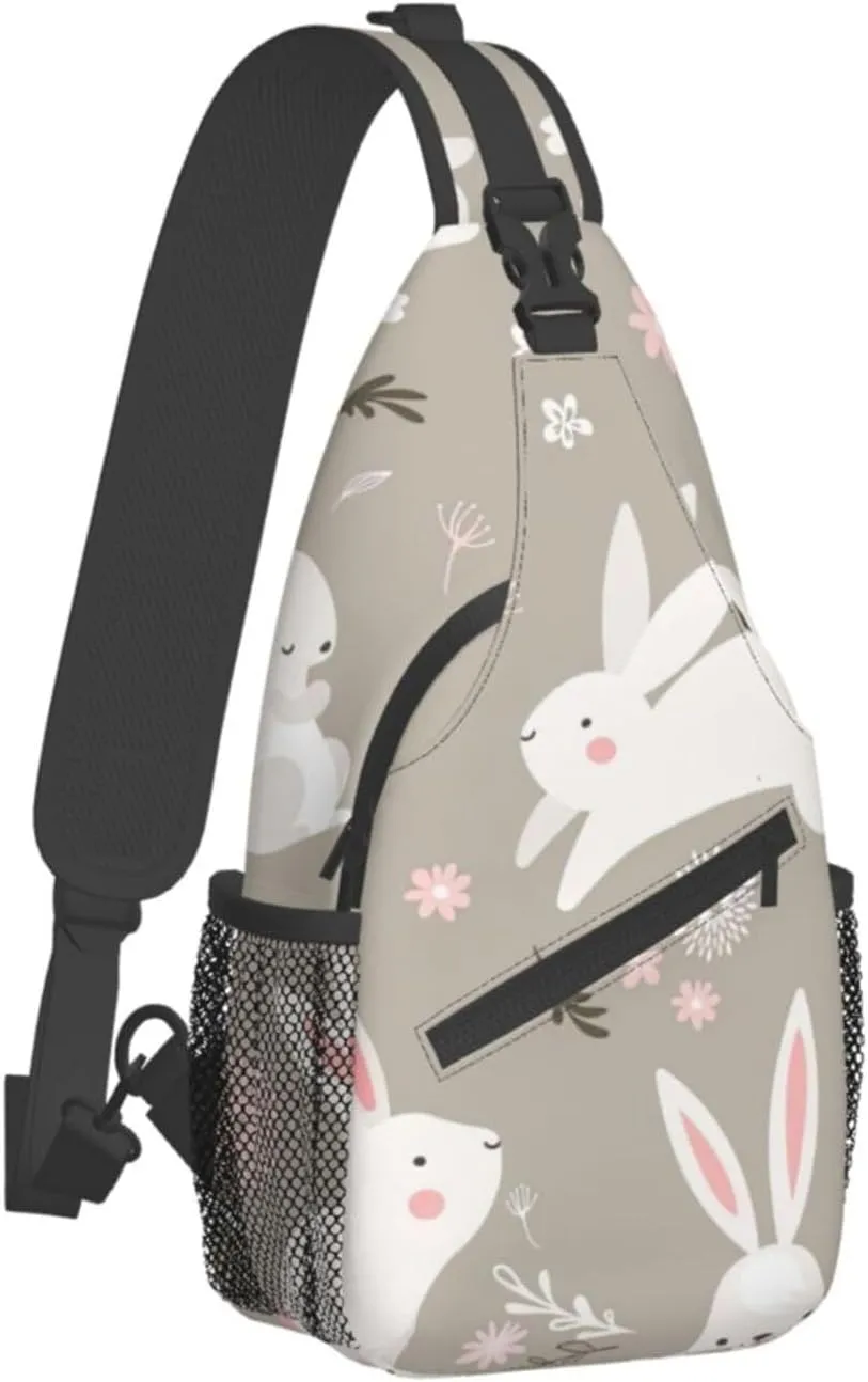 WURTON Sling Bag Dusky Rose Print Sling Backpack Crossbody Chest Bag Daypack For Hiking Travel