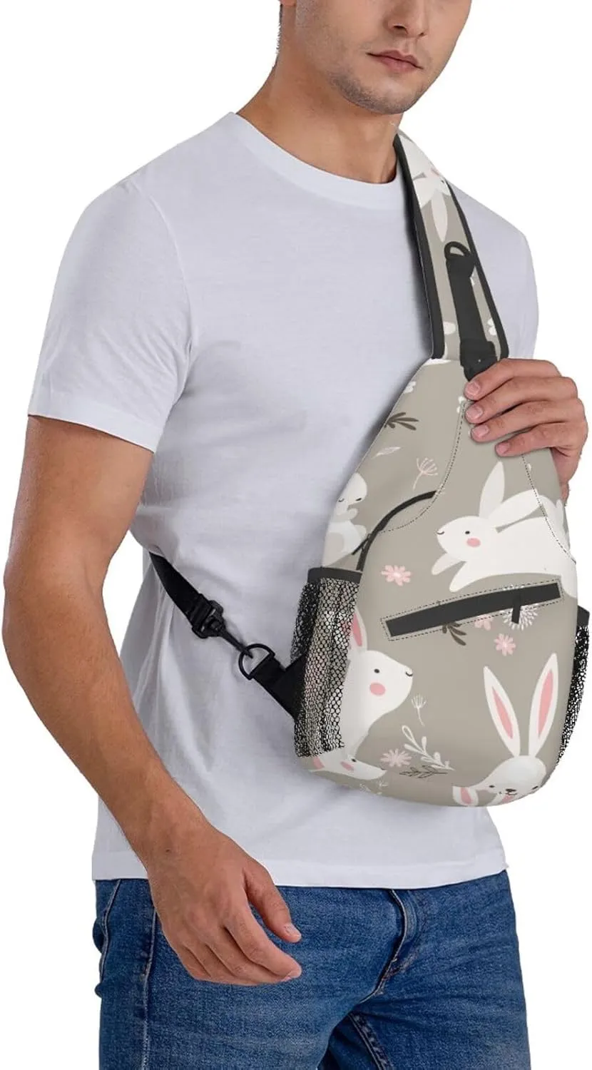 WURTON Sling Bag Dusky Rose Print Sling Backpack Crossbody Chest Bag Daypack For Hiking Travel