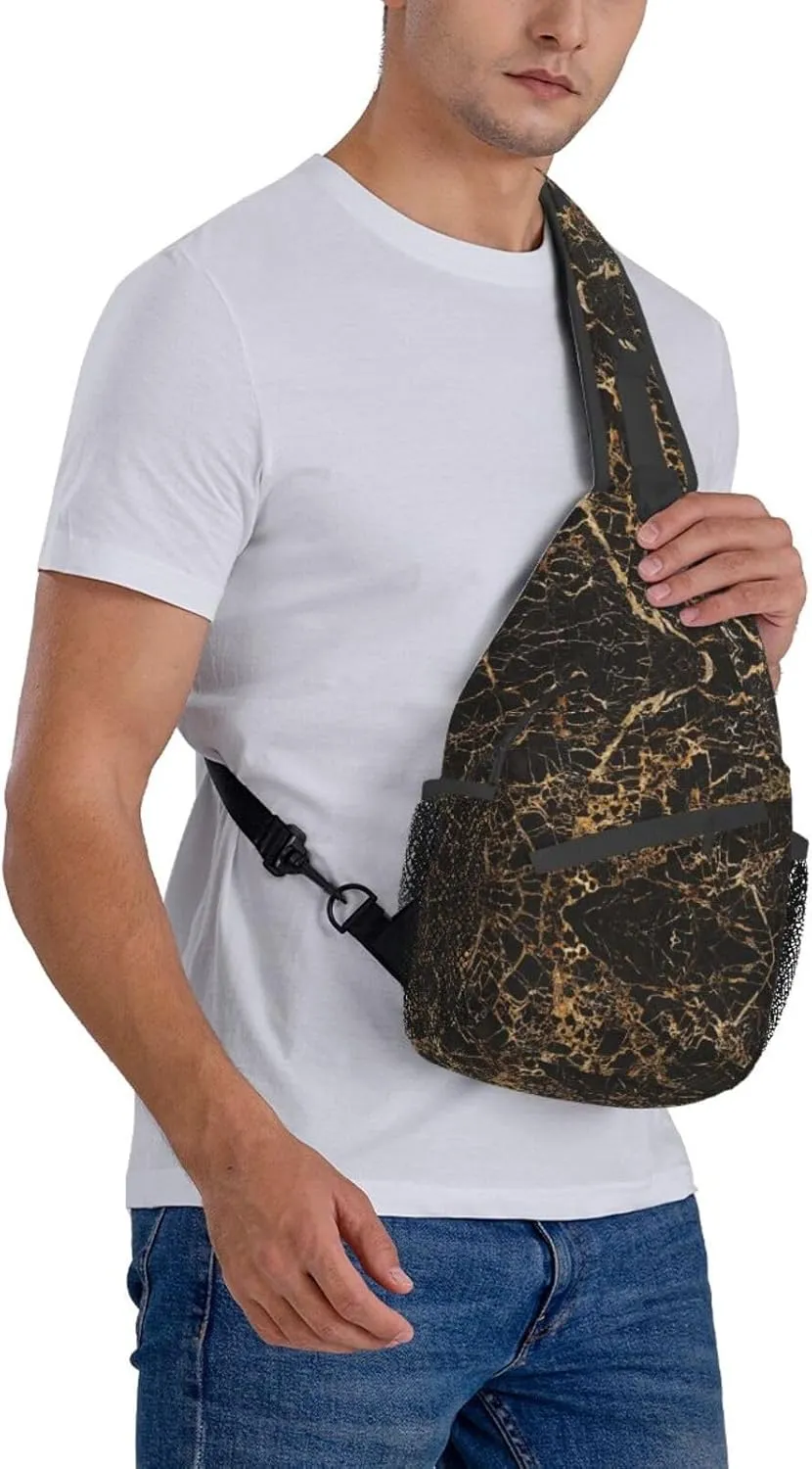 WURTON Sling Bag Glittery Pretty Pattern Print Sling Backpack Crossbody Chest Bag Daypack For Hiking Travel