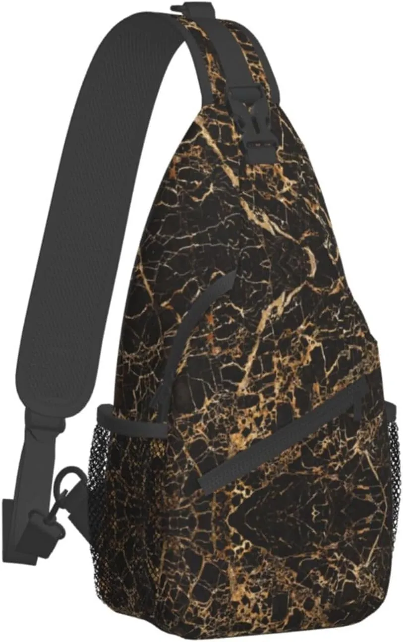 WURTON Sling Bag Glittery Pretty Pattern Print Sling Backpack Crossbody Chest Bag Daypack For Hiking Travel