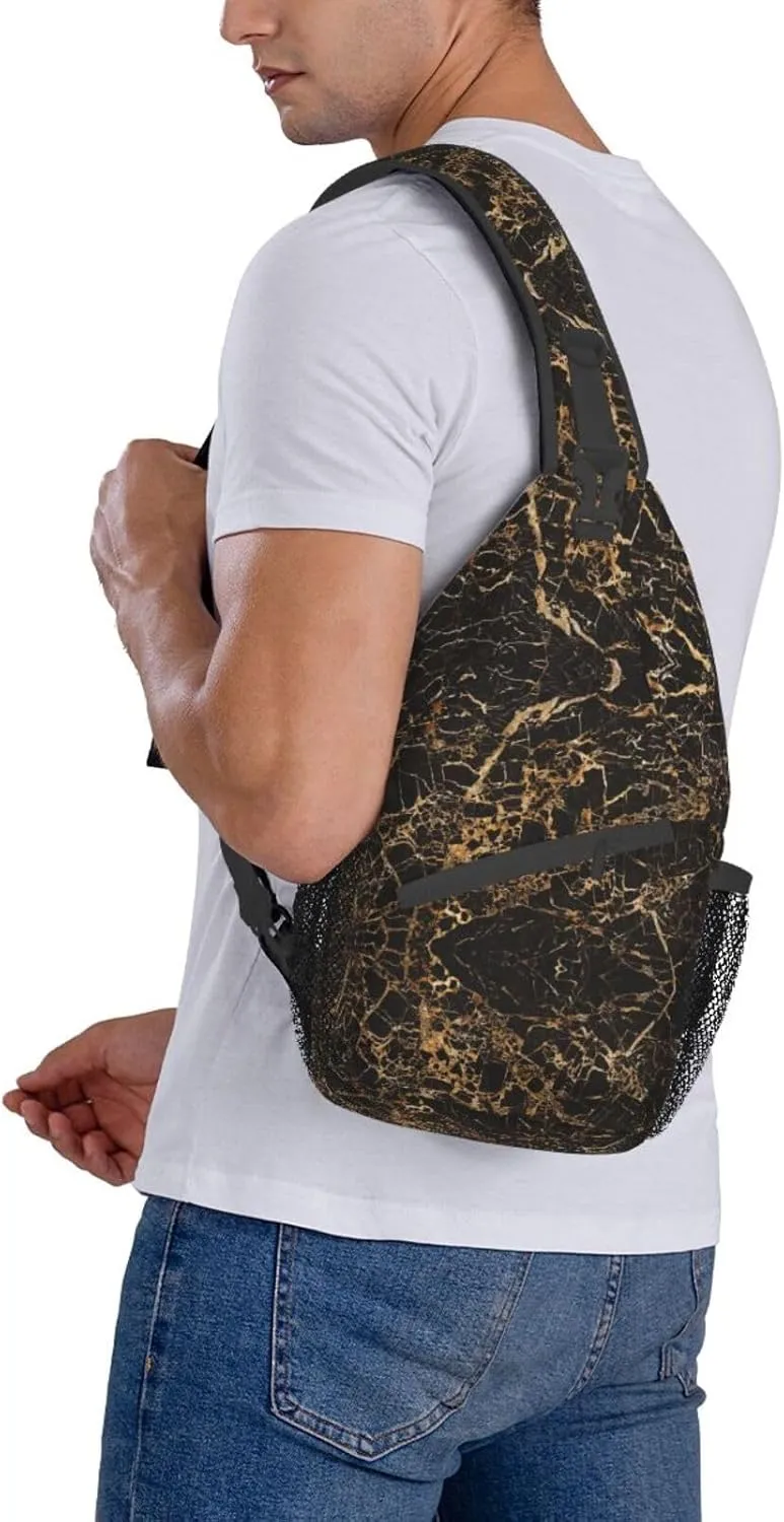 WURTON Sling Bag Glittery Pretty Pattern Print Sling Backpack Crossbody Chest Bag Daypack For Hiking Travel