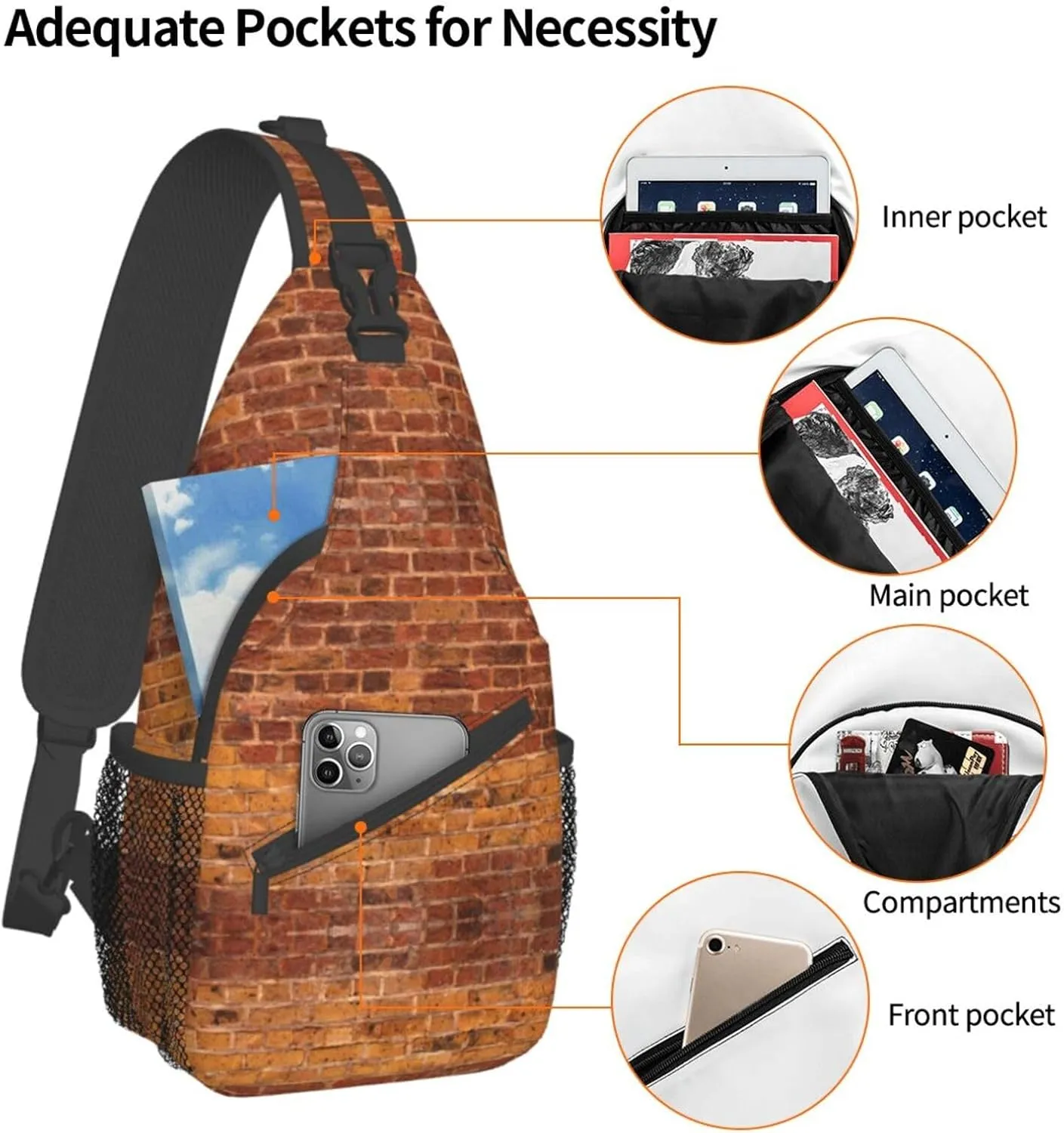 WURTON Sling Bag Hello Hawaii Print Sling Backpack Crossbody Chest Bag Daypack For Hiking Travel
