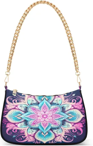 xigua Women's Handbag Abstract Flowers Shoulder Bag Tote Bag Chain Bag and Purse