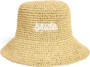 xo, Fetti Bride Straw Bucket Hat | Beach Bachelorette Accessory, Bridal Headwear, Bach Party Decorations, Bridesmaid Gift, Wedding Cap Brown