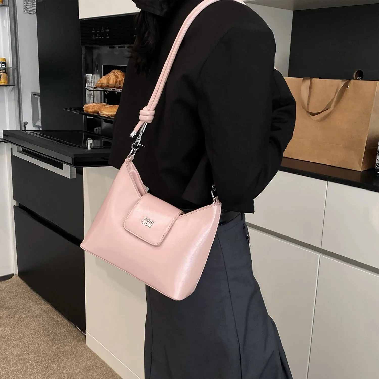 Y2K Purse Cute Shoulder Sleek Bag Metallic 2000s Chic Knotted Punk Girly Handbag Coquette Vintage Magnetic Snap Purses