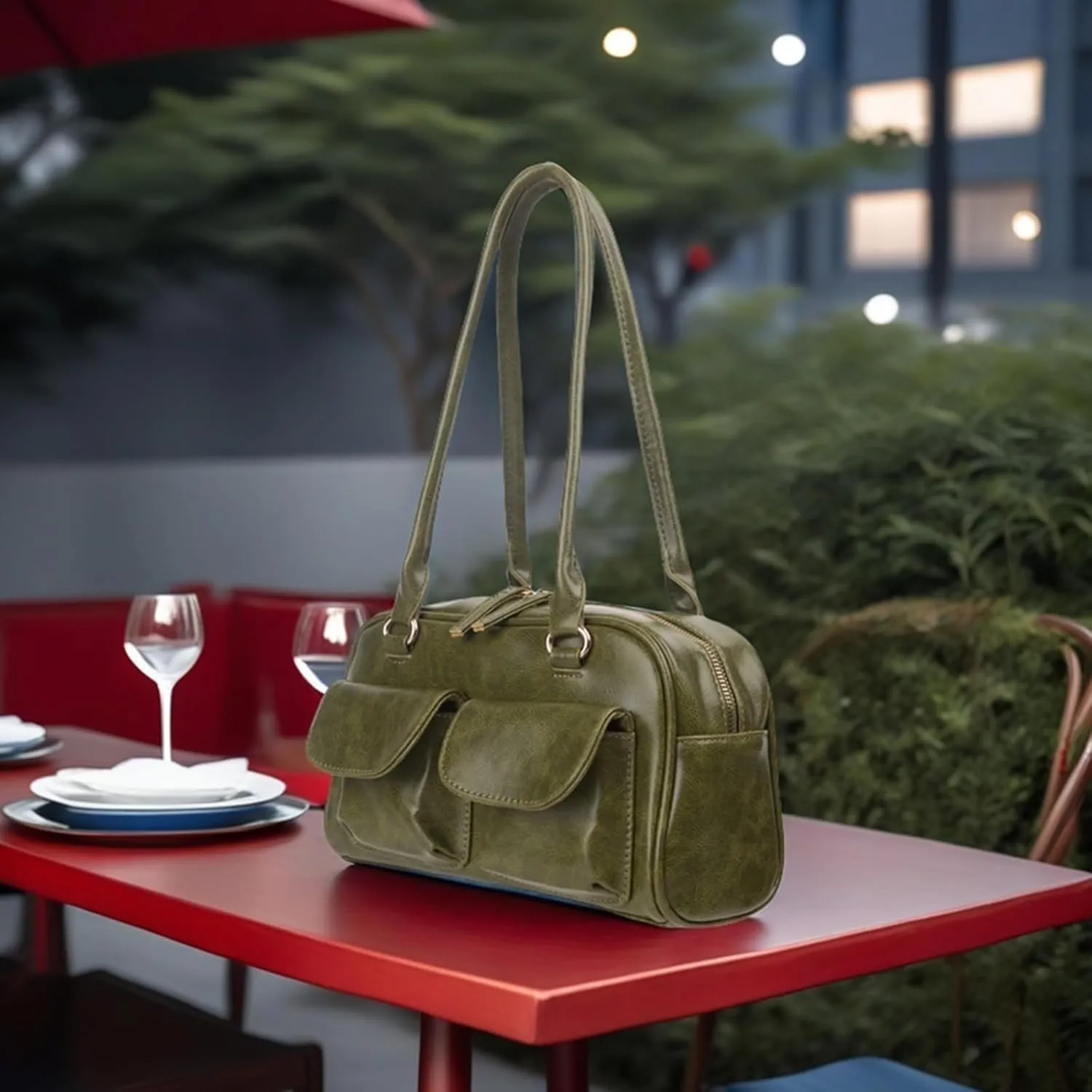 Y2K Shoulder Purses for Women Trendy - PU Leather Retro Boston Handbag, Lightweight and Versatile for Work and Travel
