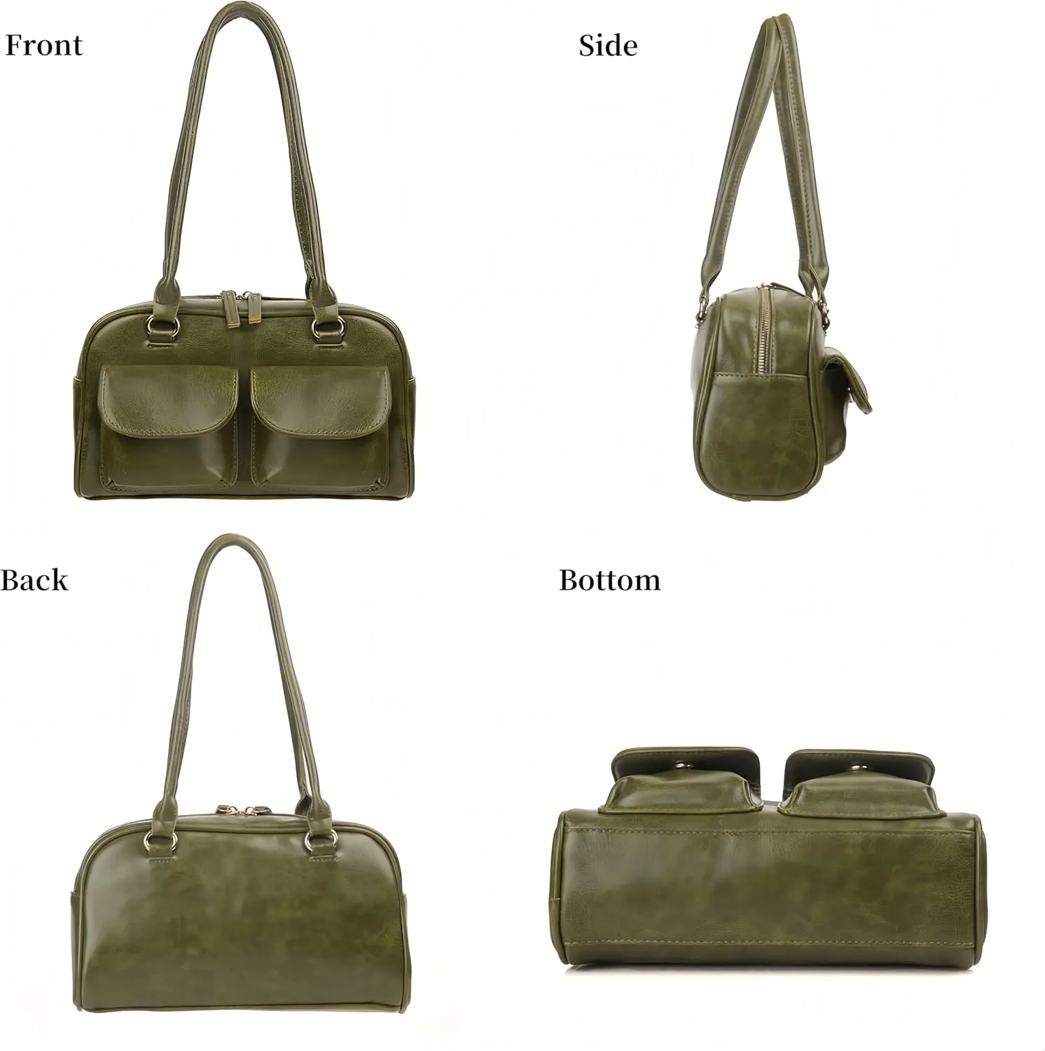 Y2K Shoulder Purses for Women Trendy - PU Leather Retro Boston Handbag, Lightweight and Versatile for Work and Travel